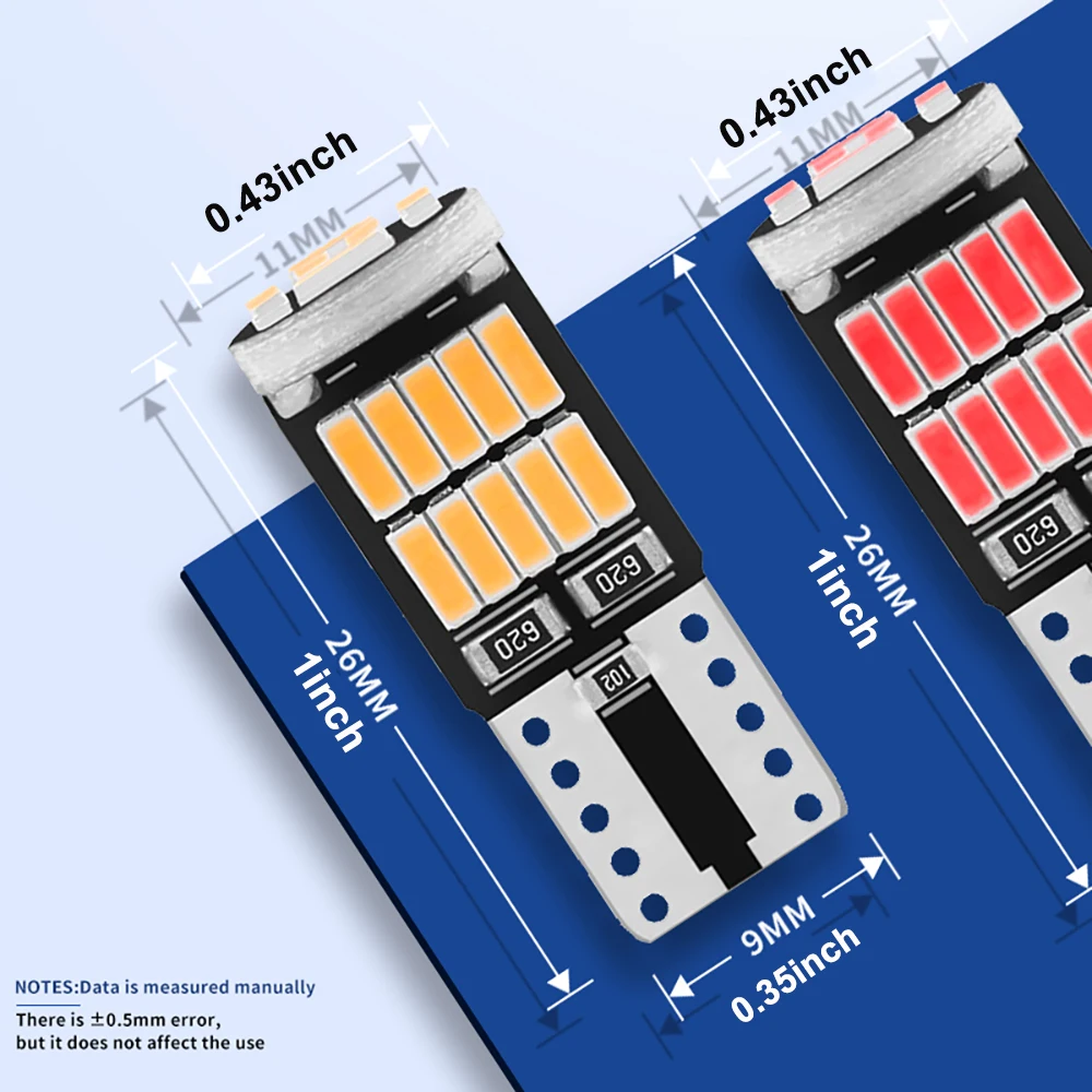 10PCS W5W Led T10 168 194 Signal Lamp Canbus 4014 26SMD Car Interior Map Dome Lights Parking Position Bulb Accessories