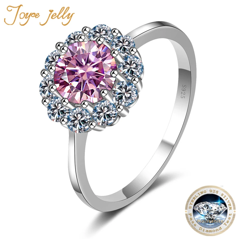 JoyceJelly 1ct 6.5mm Moissanite Rings For Women D Color VVS Luxury Flower Shape Bridal Female Engagement Wedding Jewerly Size5-9