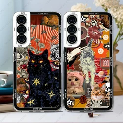 Phone Case For Samsung Galaxy A12 A13 A14 A21S A22 A24 A50 A31 A32 A33 A34 A51 A52 A53 A54 A71 A72 A73 Soft Cover Cat Puzzle