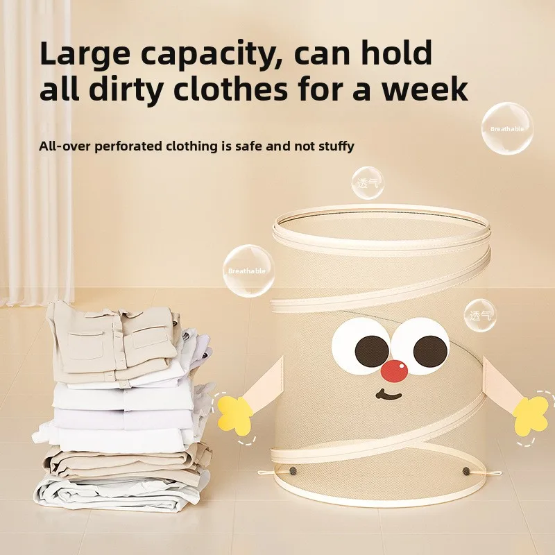 High-value, large-capacity cylindrical laundry hamper, daily necessities, furniture, drawstring dirty clothes storage basket