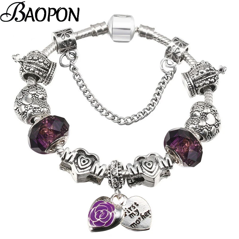

High Quality Charm Bracelets For Women With First MY MOM Pendant Bracelets Bangles Mother's Day Jewelry Gift Dropshipping