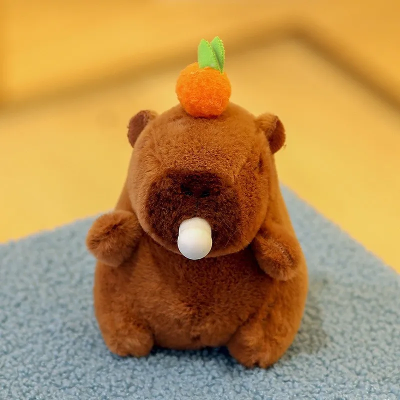 1-20PCS Plush Persimmon Wagging Tail Capybara Key Pendant Cute Plush Keychain Plush Doll Toy Schoolbag Pendant Gift Pendant