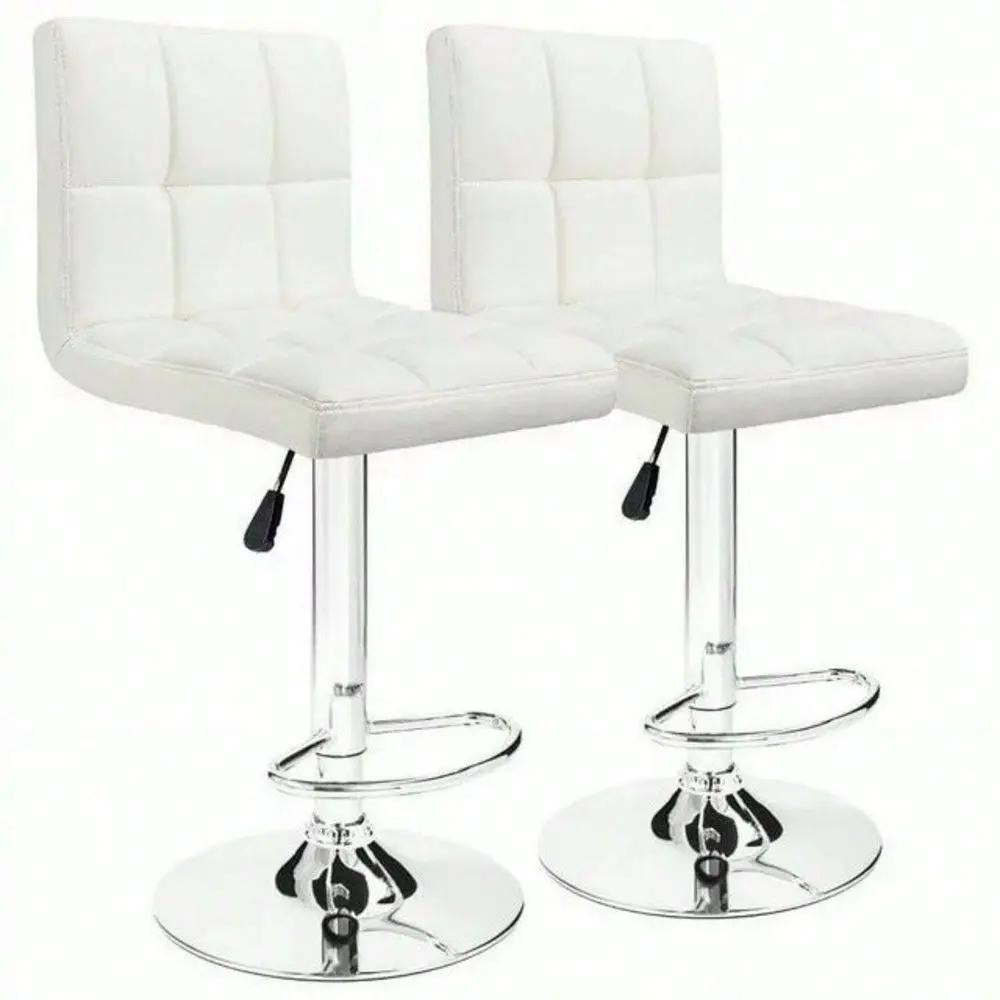 

Stools Set Of 2 Modern PU Leather Height Adjustable Swivel Barstools, Hydraulic Kitchen Counter Square Island BarStool