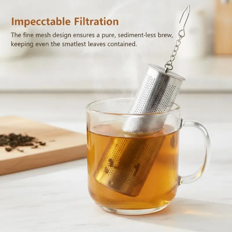 Stainless Steel Tea Filter Food Grade Reusable Tea Strainer With Hanging Chain for Teapot Mug Loose Leaf Tea