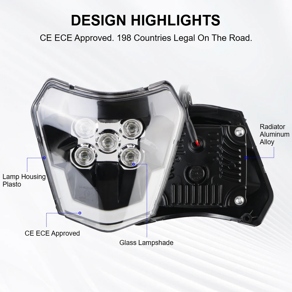 For 150 250 350 450 Headlamp High Beam Motorcycle Headlights LED Accessories Universal Moto KTM Off-Road Low Beam Night Light image 4