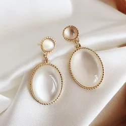 Sweet Opal Water Drop Irregular Round Oval Geometry Dangle Earring for Women Personality Simple Jewelry Wholesale Christmas Gift