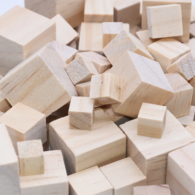 Incompiuto vuoto Mini fai da te blocchi quadrati in legno legno cubi solidi artigianato lavorazione del legno giocattoli per bambini Puzzle fare