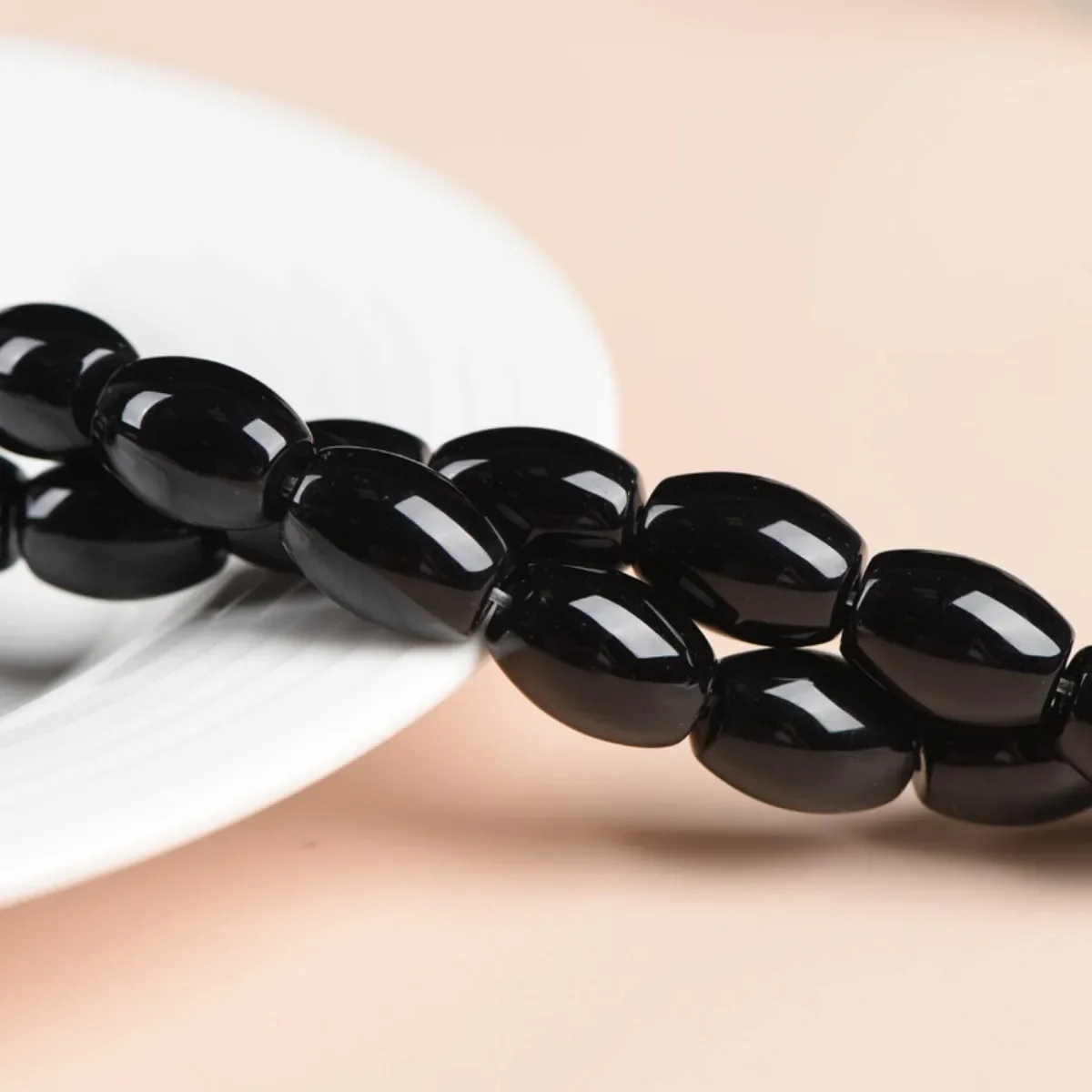 6X9/8X12mm Rice Shape Black Agate Onyx Loose Beads Women Men Jewelry Making Design DIY Necklace Carnelian Stone Accessory Crafts