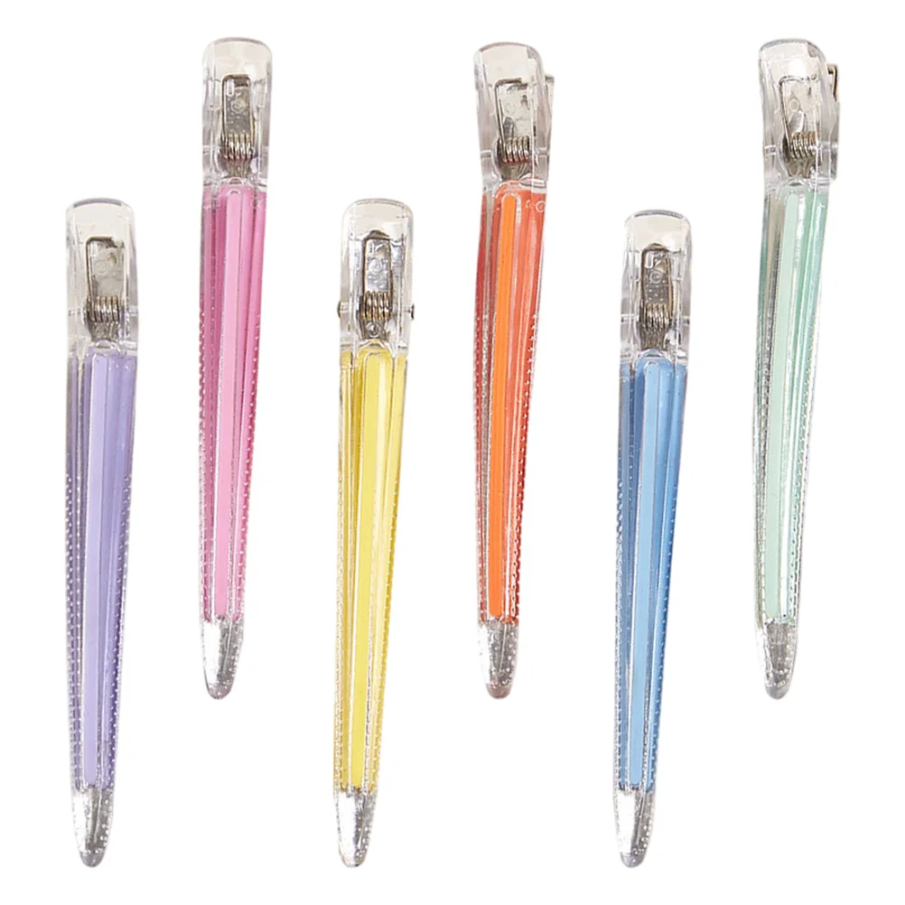 

6 Pcs Hair Clips Crystal Clear Acrylic Bill Barrettes Hairdressing Tools Supplies Makeup Accessories No Marks