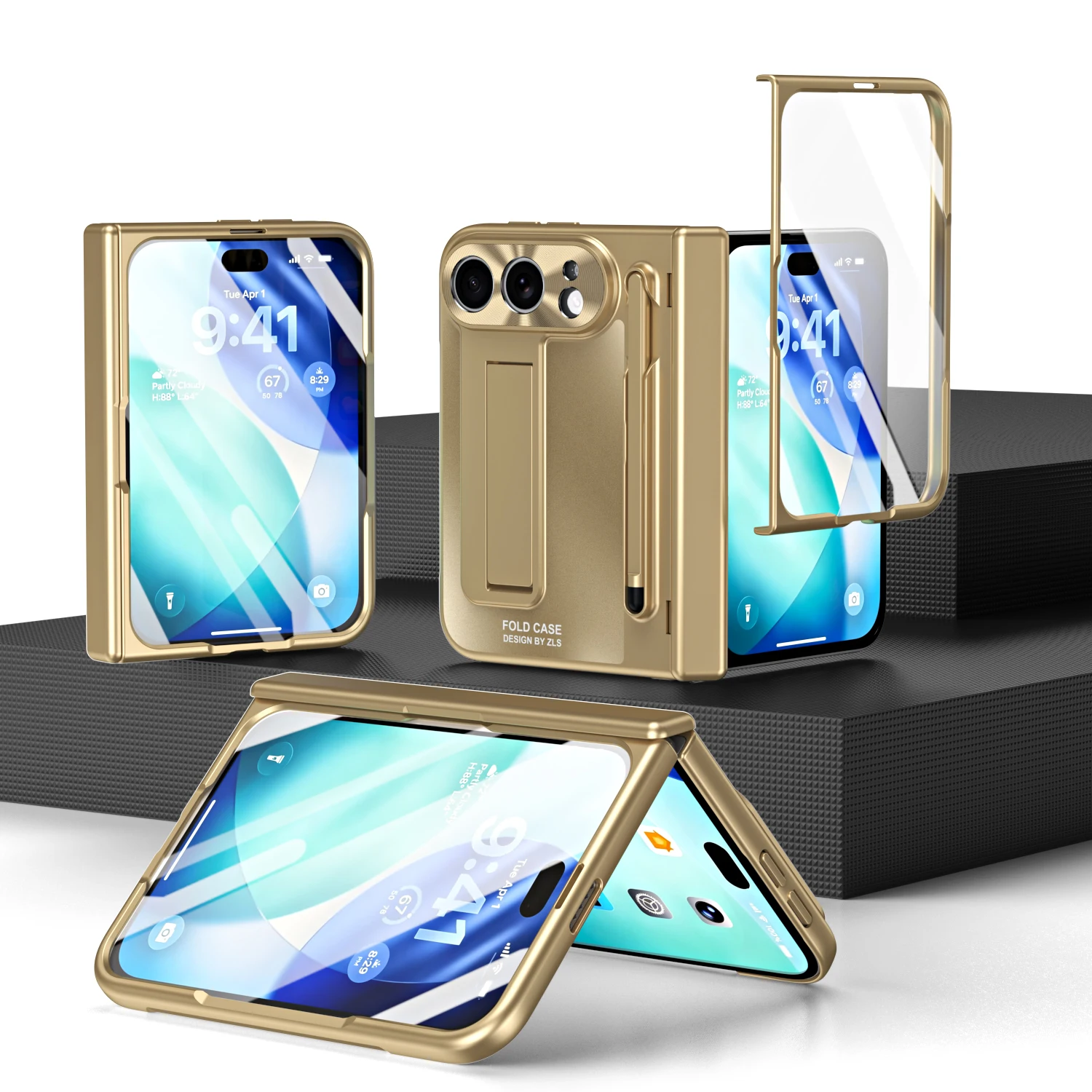 Case With Pencil Holder - ‌Electroplated Matte Bracket Pencil Solt Case