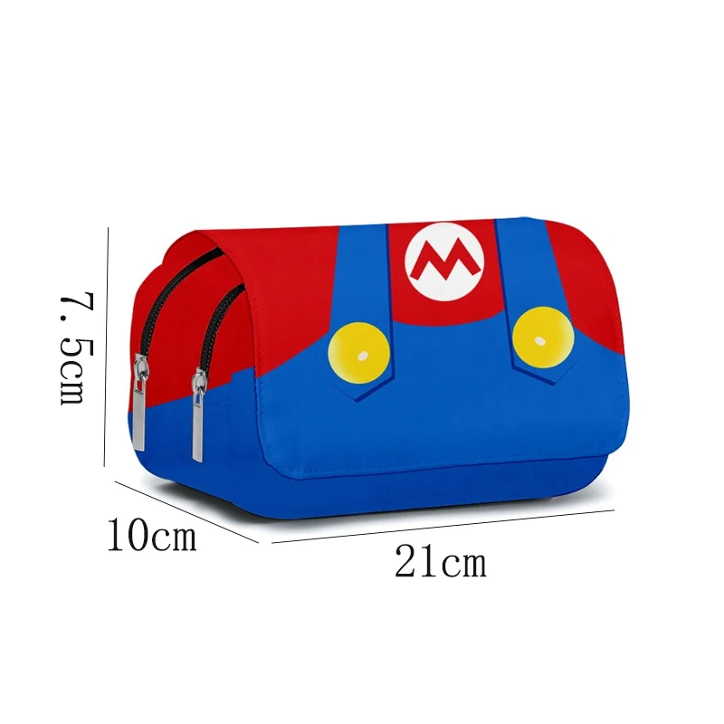 Super Mario Bros Pencil Case Large Capacity Double-deck Pencil Pouch Cartoon Anime Portable Pen Bag Student Stationery Supplies