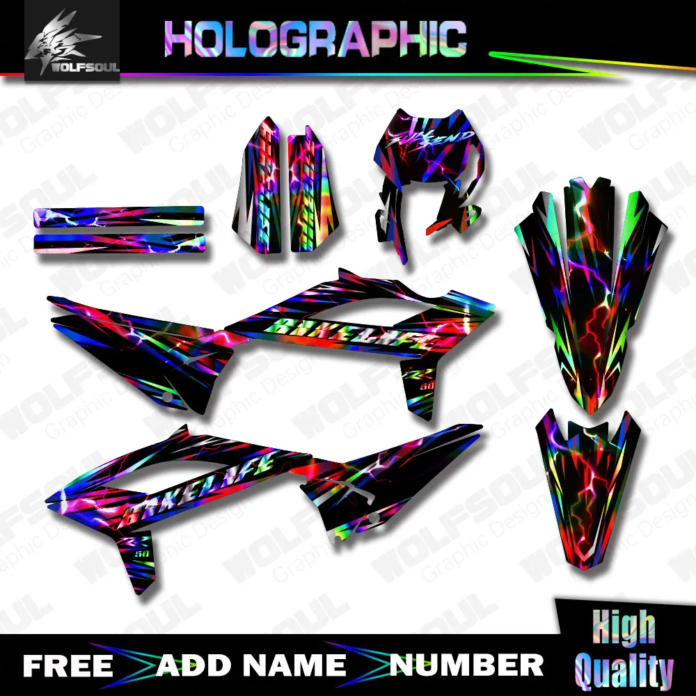 For Beta RR 50 MOTARD TRACK 2021 2022 2023 Motocross Holographic Background Decals Graphics Sticker kit Decoration Custom Number