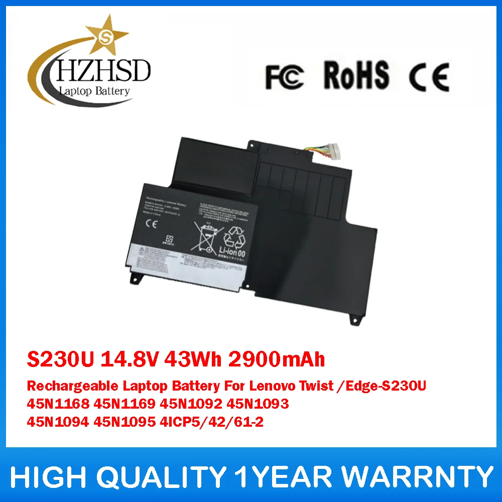 

S230U 14.8V 43Wh 2900mAh Rechargeable Laptop Battery For Lenovo Twist/Edge-S230U 45N1168 45N1169 45N1092 45N1093 45N1094 45N1095