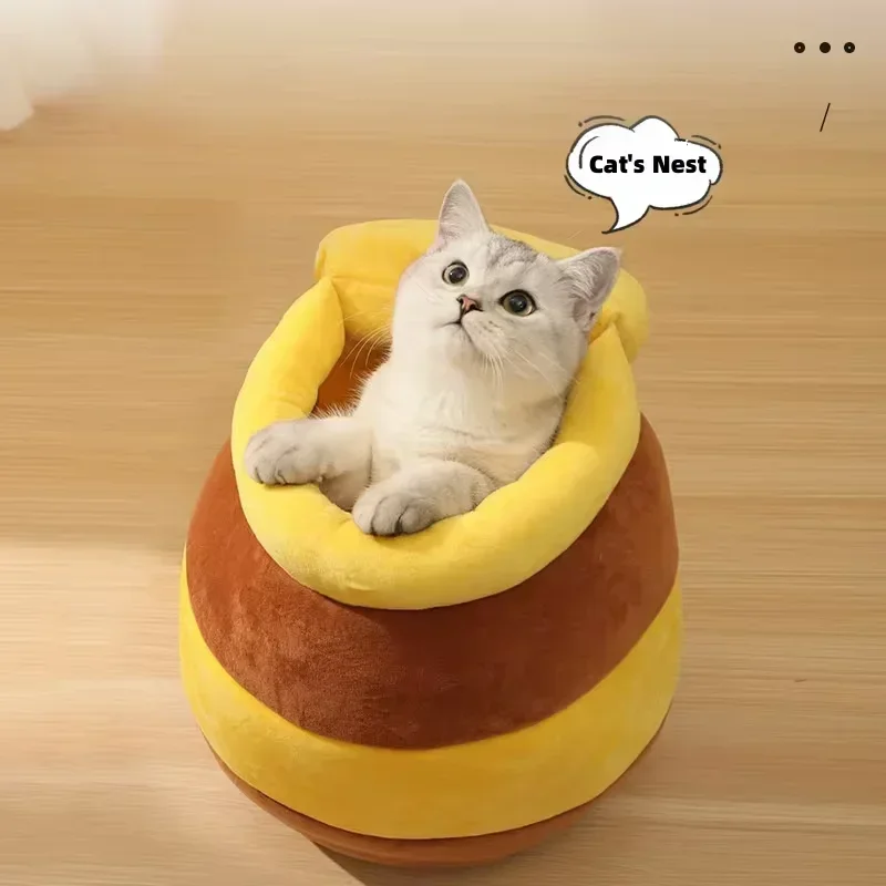 Honey pot nest, cat nest, dog bed, warm and comfortable winter supplies, detachable and washable cat accessories