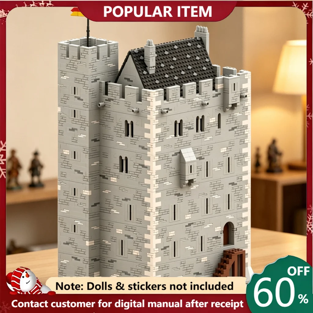 8749 PCS Caillins Keep Irish Tower House Custom Building Blocks Intricate Medieval Castle Architecture Model Collectible Display