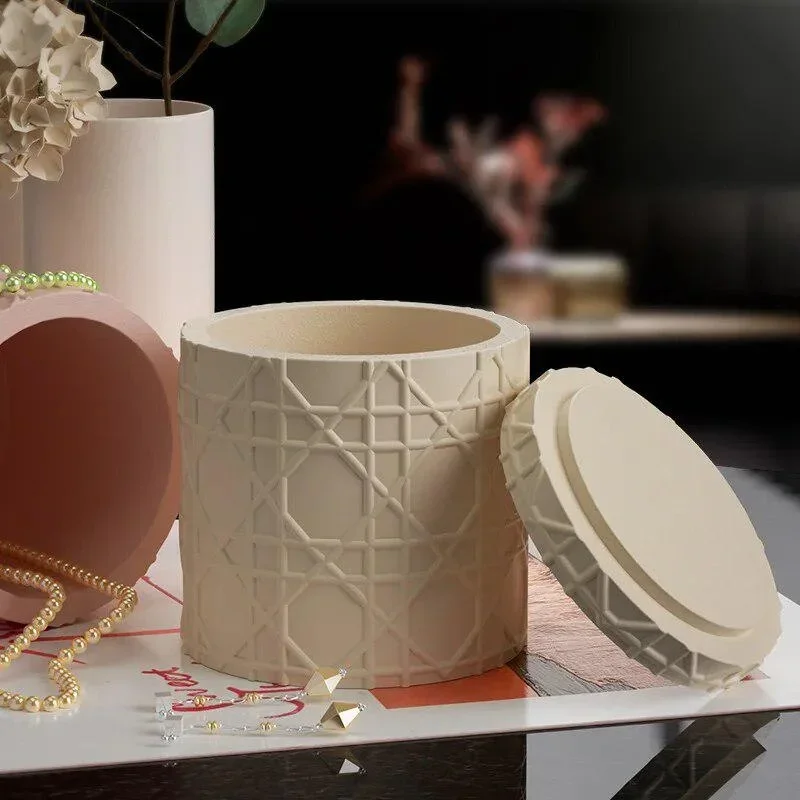 Silicone Mold Candle Cup Home Decoration DIY Storage Tank Pottery Mold Jar Jewelry Storage Box Plaster Mold Candle Storage Tank
