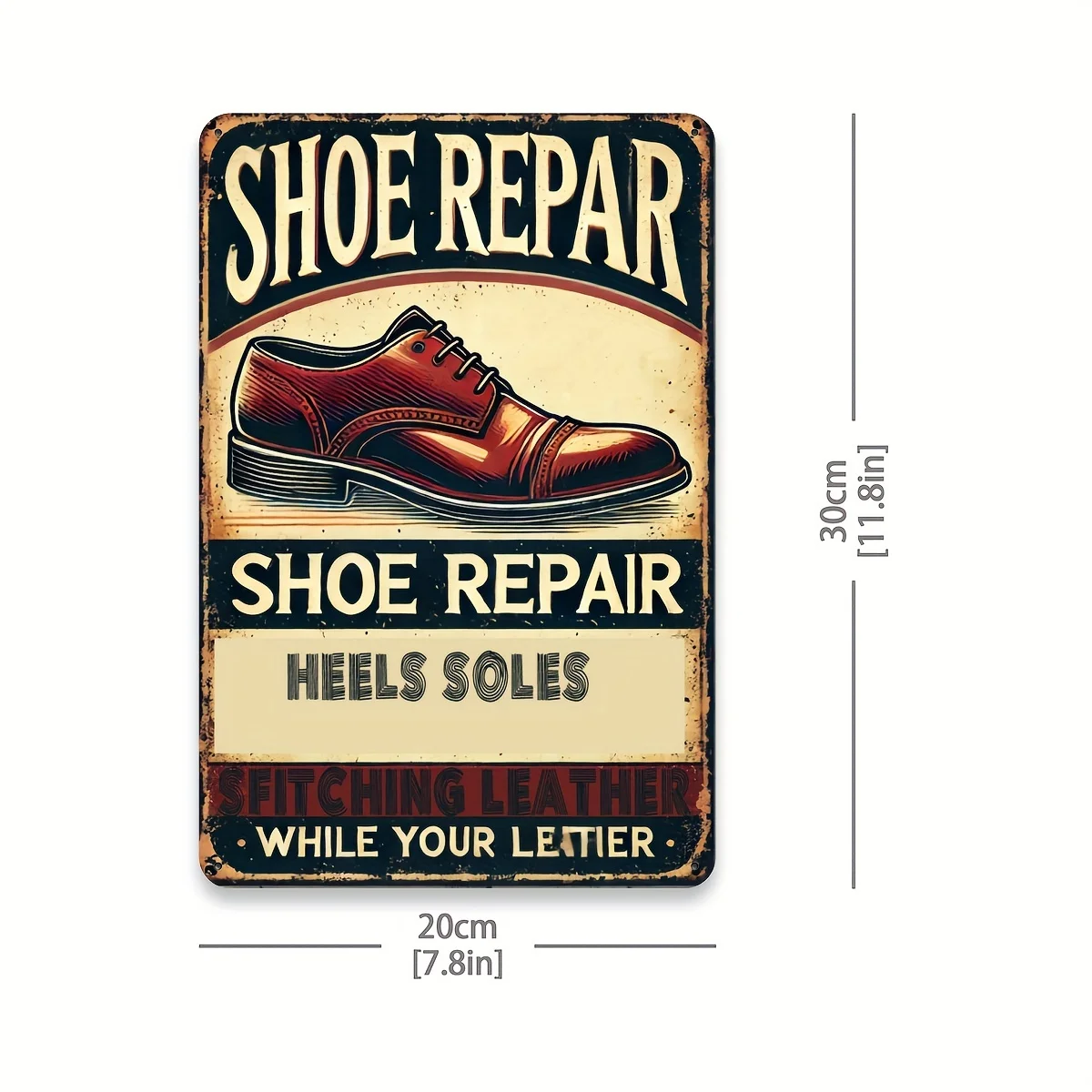 لافتة معدنية من القصدير لإصلاح الأحذية على الطراز العتيق - لوحة فنية جدارية حديدية متعثرة للمنزل والمقهى والبار والشقة والمطعم وغرفة المعيشة