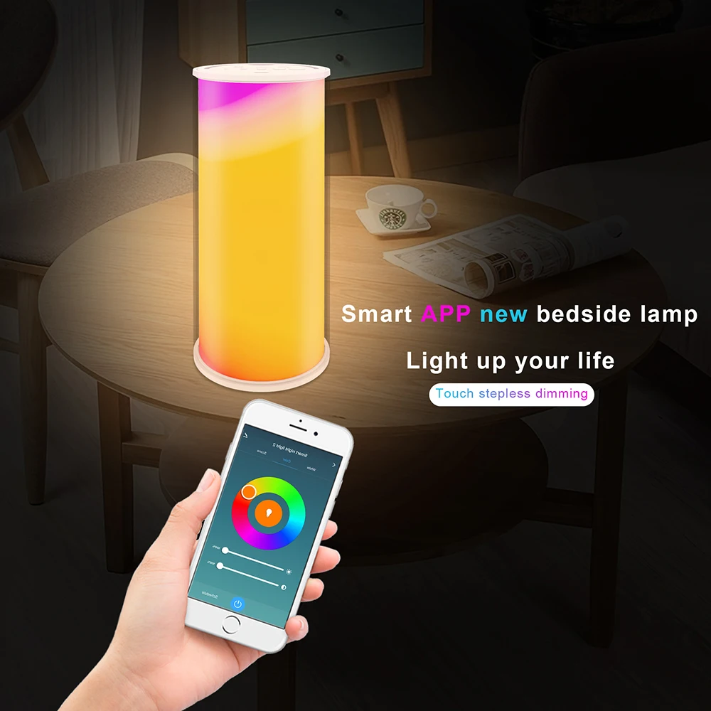 Tuya Smart WiFi Table Lamp RGBW Dimmable 12LED Light Touch Control Bedside Night Light Smart Life Control Via Alexa Google Home