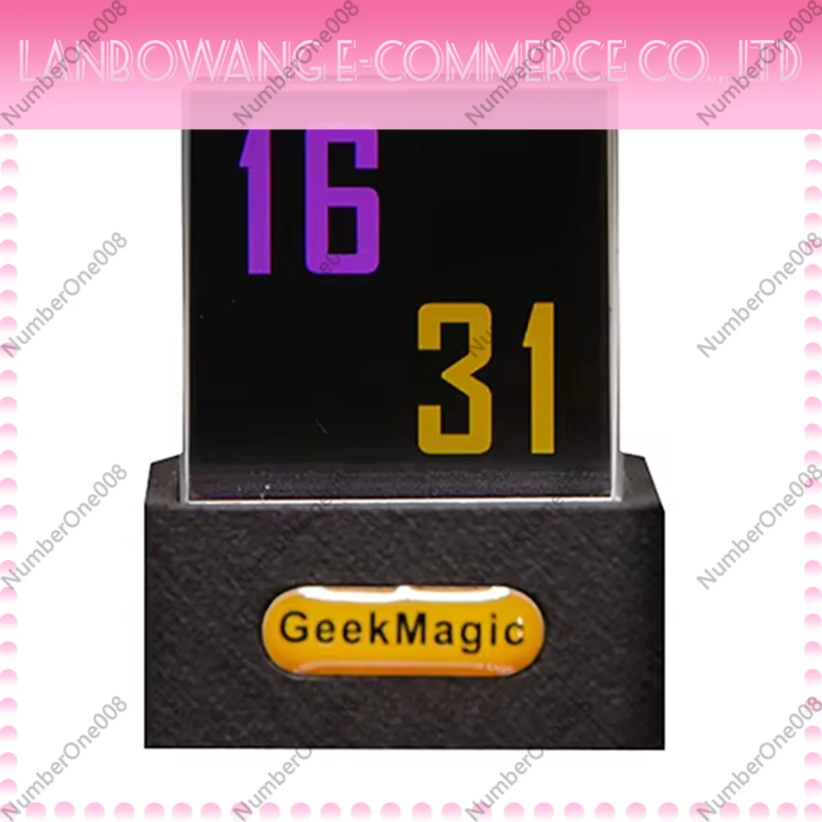 GeekMagic Crystal Cube Photo Display Holographic Desktop Smart Weather Station Digital Clock with GIF Animations Album F