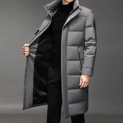 Long Down Coat Men Down Jacket Coats Parkas Windproof Thick Padding Padded Winter Jacket Coat Warm Stand Up Collar Male Coat