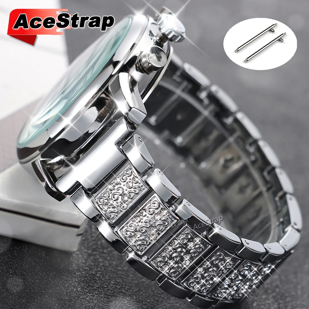 20mm 22mm Bling Diamond Metal Strap for Samsung Galaxy Watch4/5/6/7 40 44mm Women Fashion Bracelet SmartWatch Band Quick Release
