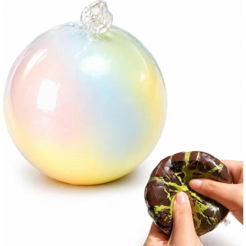 Marble Crack Pattern Water Squeeze Donut Toy Brown White Swirl TPR Squishy Fidget Toy Hand Kneading Stress Relief Toy