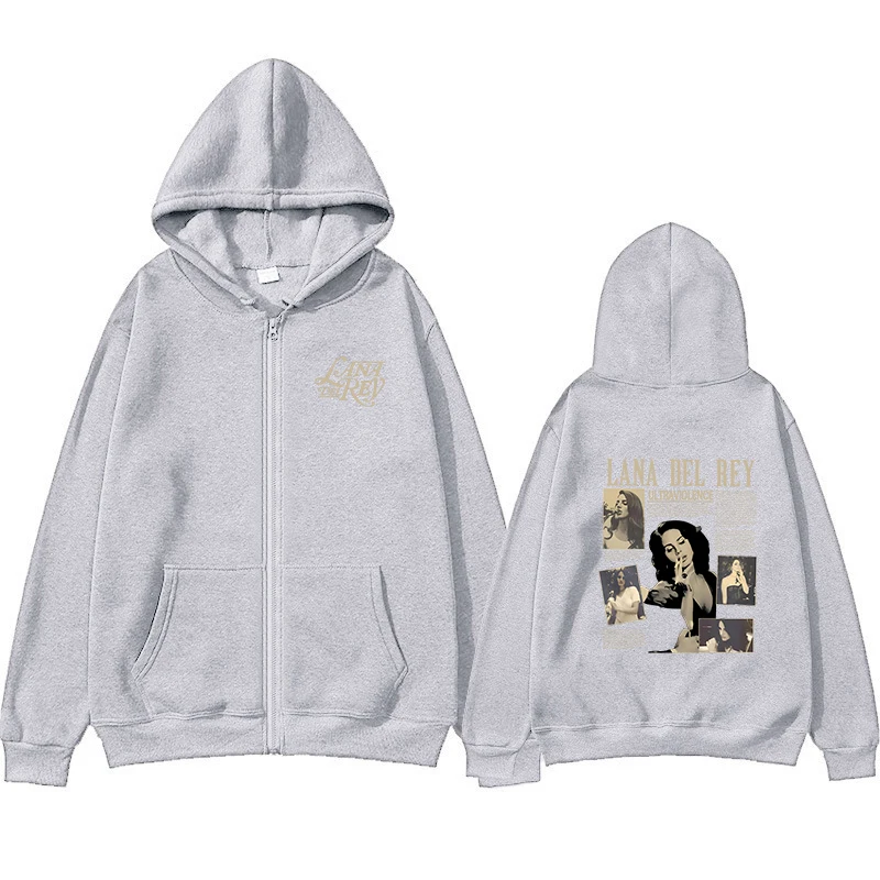 Lana Del Rey Zip Up Hoodies Men Women Singer Fans Gift Hooded Sweatshirts Long Sleeve Fleece Casual Clothing Zip-up Jacket Coats