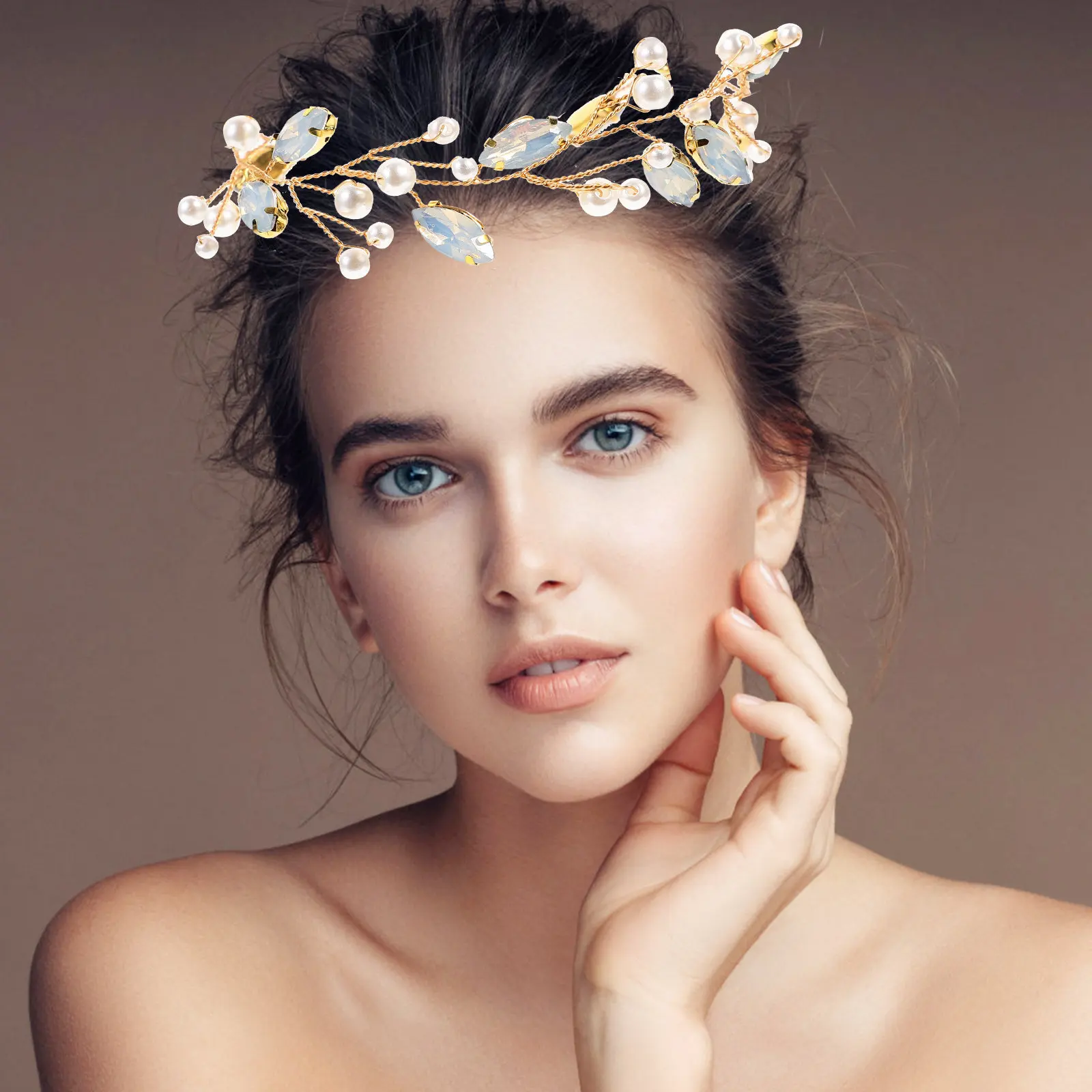 

Элегантная легкая повязка на голову с жемчугом для женщин, свадебный аксессуар для волос невесты, головной убор для выпускного вечера и дня рождения