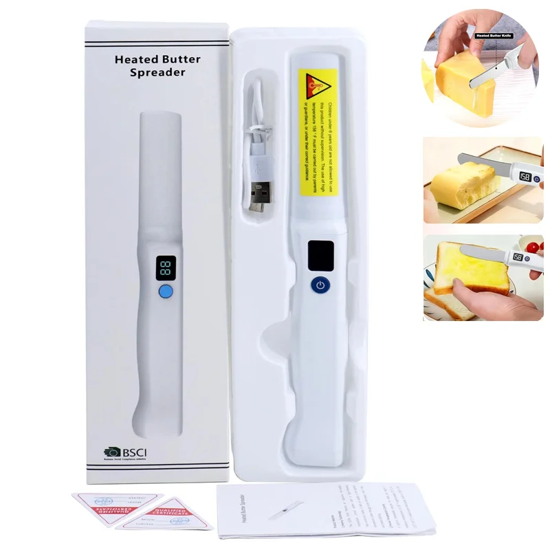 

Heated Butter Knife USB Rechargeable Electric Spreader Stainless Steel Tools For Cold Butter Cheese Jam Toast Kitchen Tool