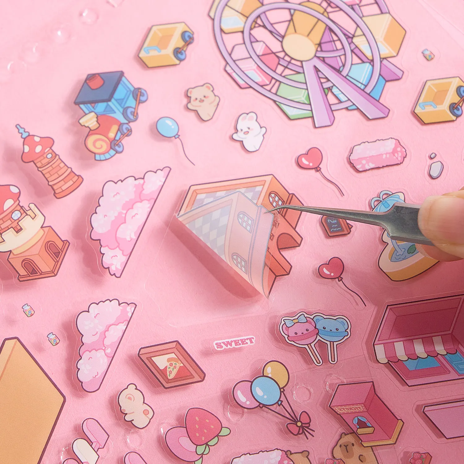20 قطعة/الحقيبة Kawaii مشهد مصغر كتاب ملصق مدينة سعيدة كبيرة الحجم ثلاثية الأبعاد مشهد التراص ملصق كتاب صديق هدية #4