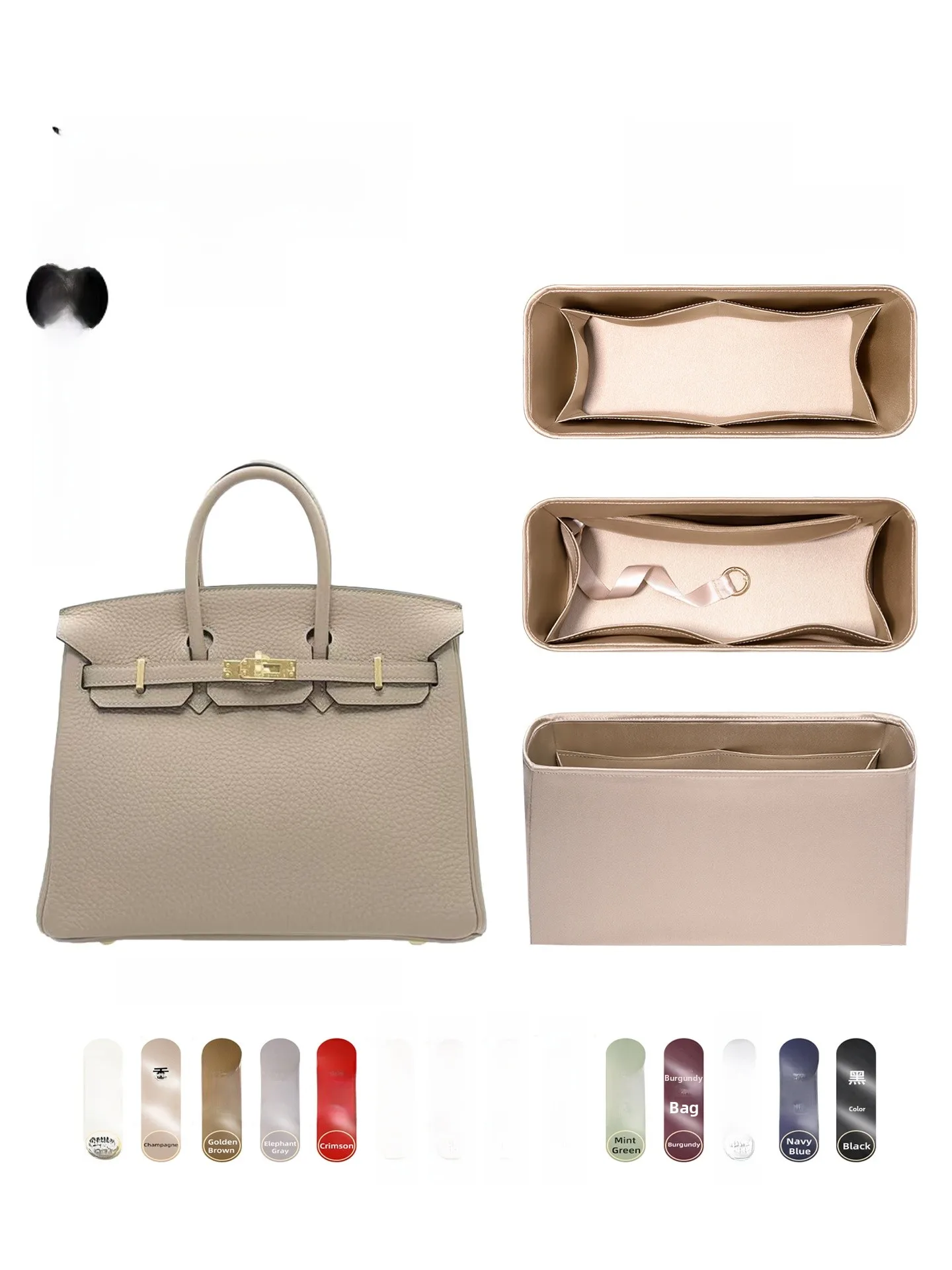 

Органайзер для хранения сумок Herms 25 из ацетатного шелка с платиновой молнией для ухода за элитными сумками