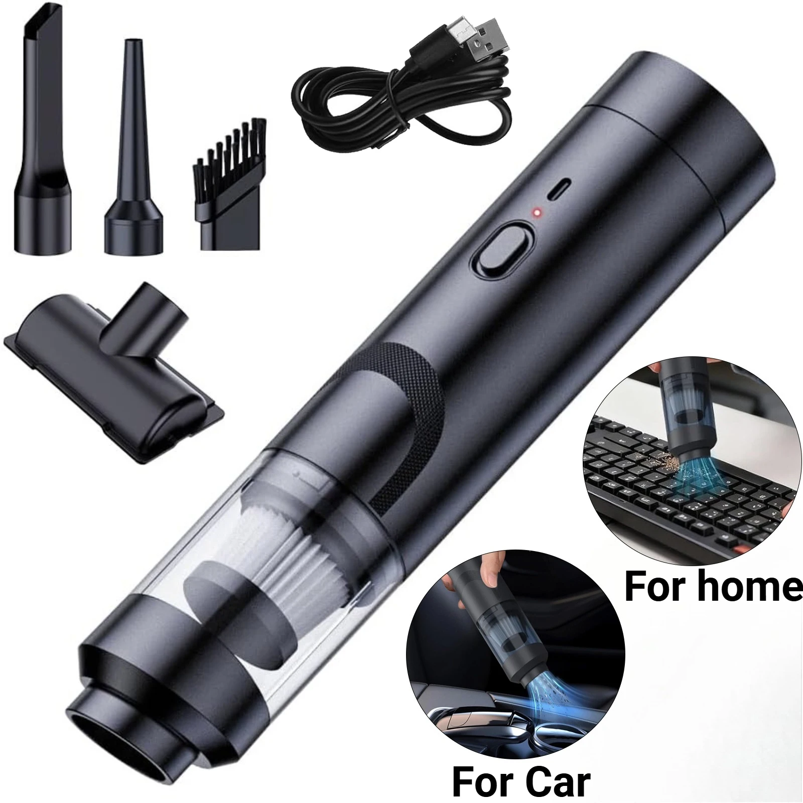 Portable Car Vacuum Cleaner: Mini Handheld Cordless Cleaner with Blower Function, Powerful Suction, and Brushless Motor