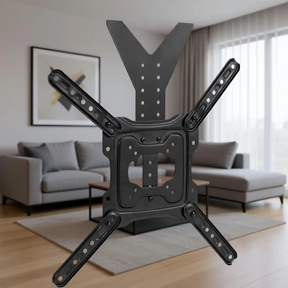 

Lightweight Steel TV Hanger Bracket for 24-55 Inch Flat and Curved Screens, Adjustable Height, Thin Door Mount, VESA 400x400, Bl