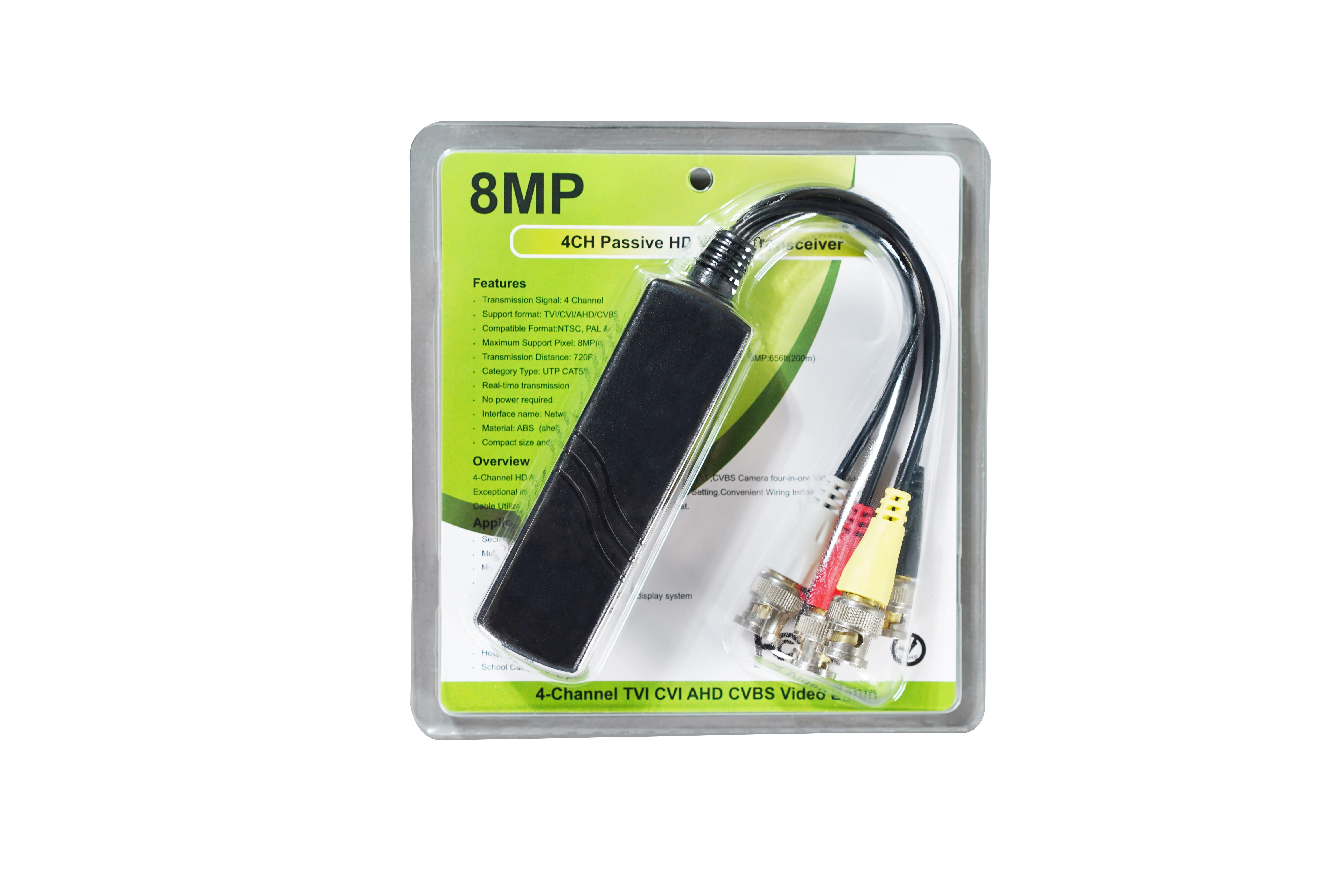 8MP 4-Channel TVI/CVI/AHD/CVBS Video balun receiver