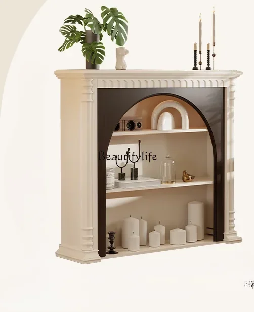 

LD33Cream wind fireplace cabinet Solid wood living room decoration French entrance cabinet