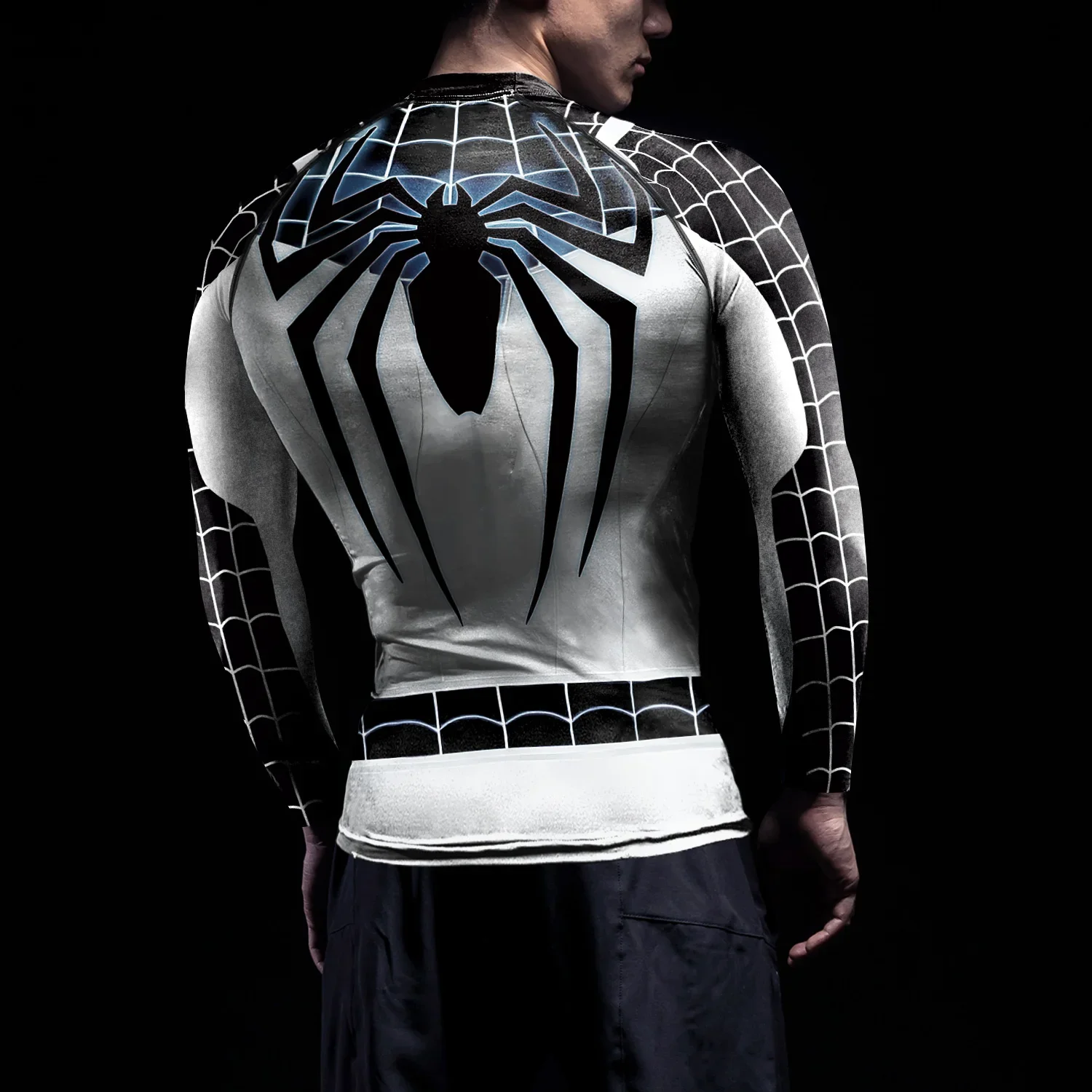 ผู้ชายชุดกีฬาการบีบอัด GYM กีฬาคอสเพลย์ Superhero Spider พิมพ์ฮาโลวีนเครื่องแต่งกาย PARTY COSPLAY TOP
