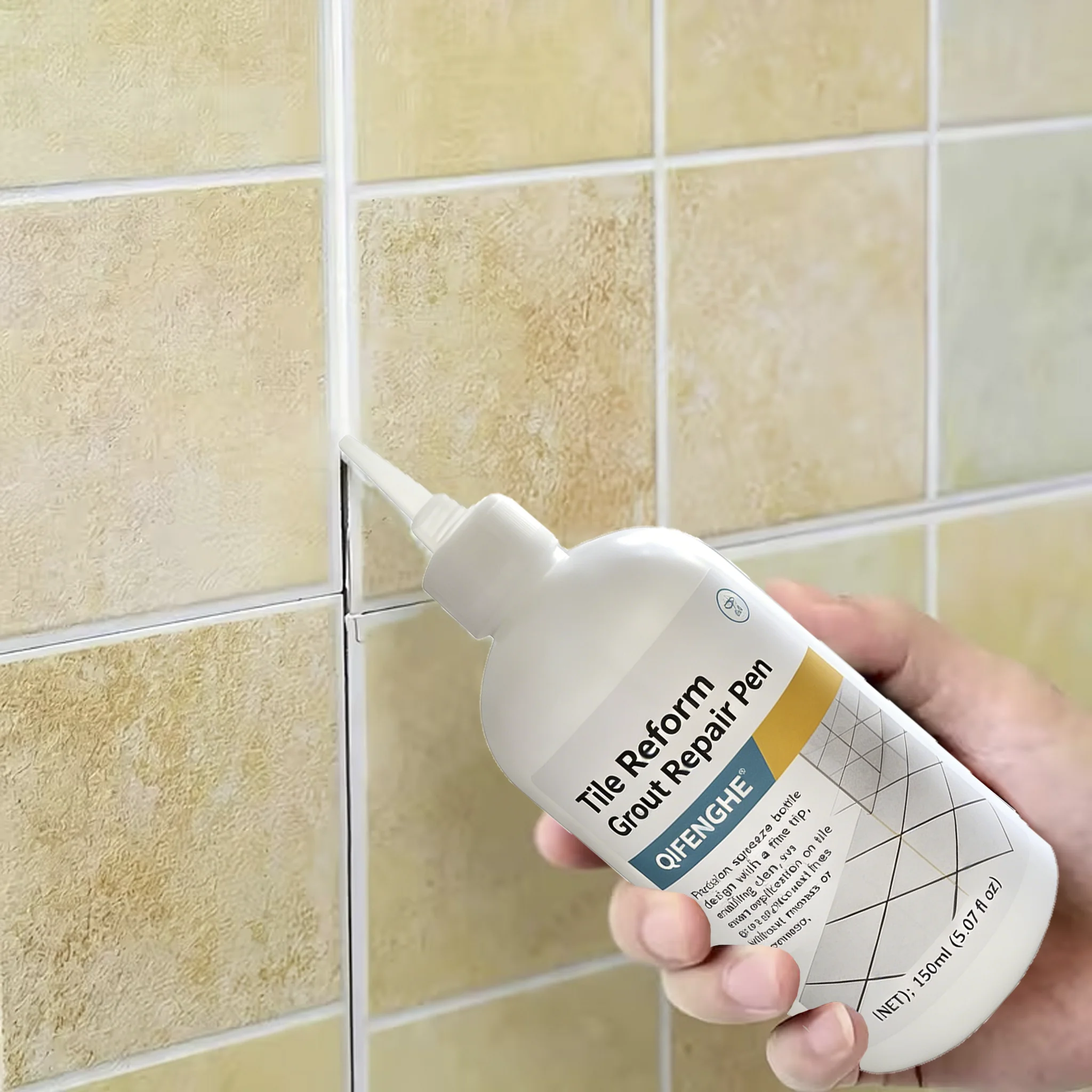 Tile Joint Repair Compound Fine Tip Squeeze Bottle Easy Application Waterproof Mildew Resistant Refresh Dirty Yellow Black Grout
