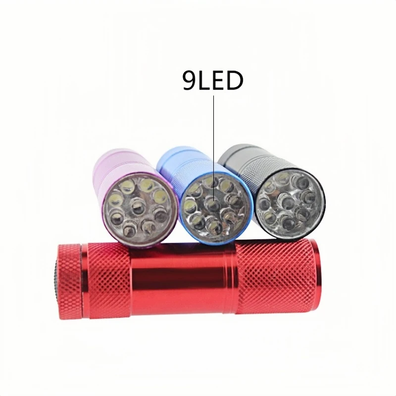 Strong light aluminum alloy small flashlight 3AAA battery portable home camping mini 9LED lamp bead flashlight