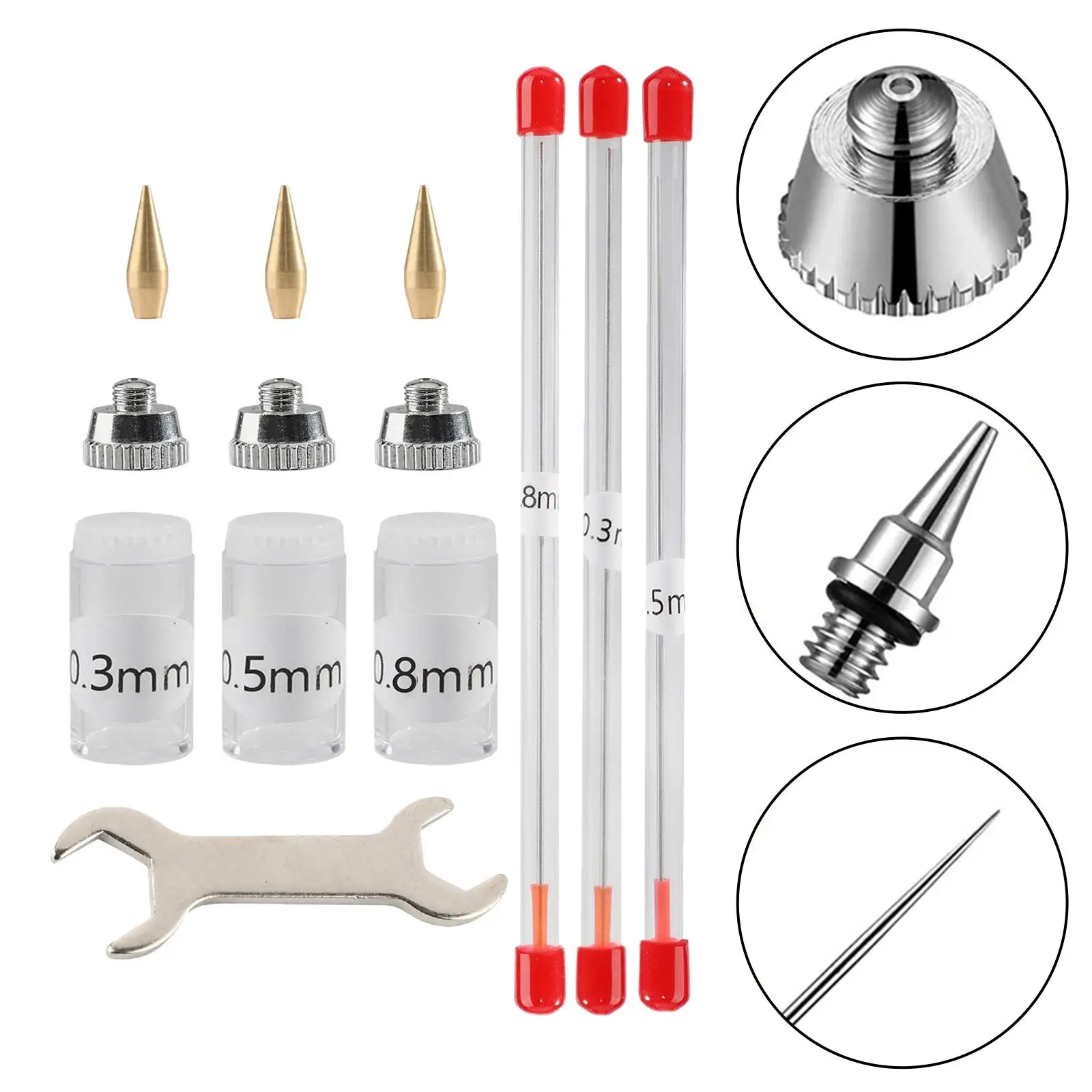 

11Pcs Airbrush Needle Kits with Cleaning Tool Devices for Replacement Parts
