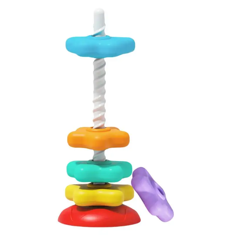 

Stacking Toy For Kids Spinner Rainbow Toddler Montessori Educational Sensory Toy Motor Skills Stacking Tower Kids