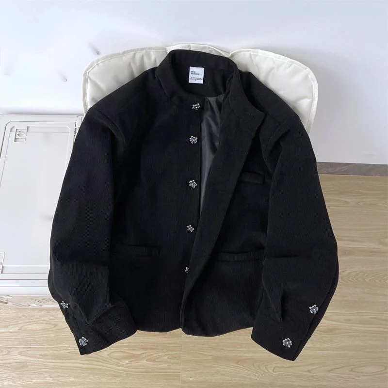 WVGA Spring Autumn New Man Chinese Style Stand Collar Button Long Sleeve Jacket High-end  Niche Stylish Casual Short Coat W21755