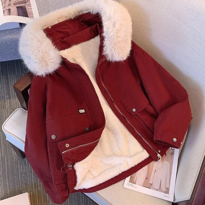 سترة صوف سميكة قصيرة ملابس قطنية فضفاضة كورية شتوية جديدة #4