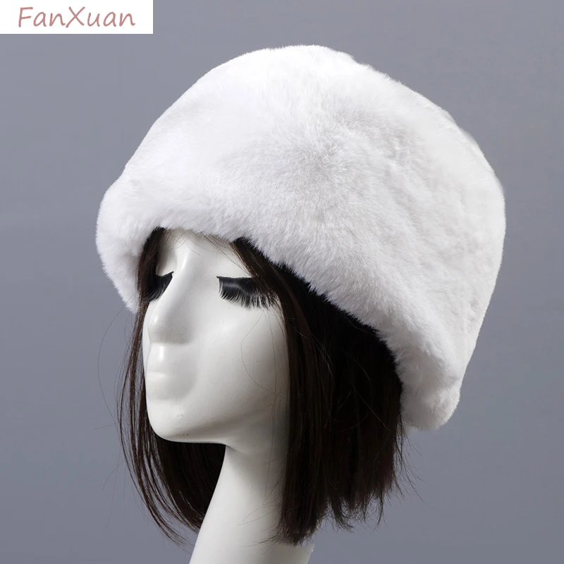 قبعات الفراء الصناعي للنساء الشتاء الخريف رقيق قبعة الروسية قبعة الشتاء الإناث #6