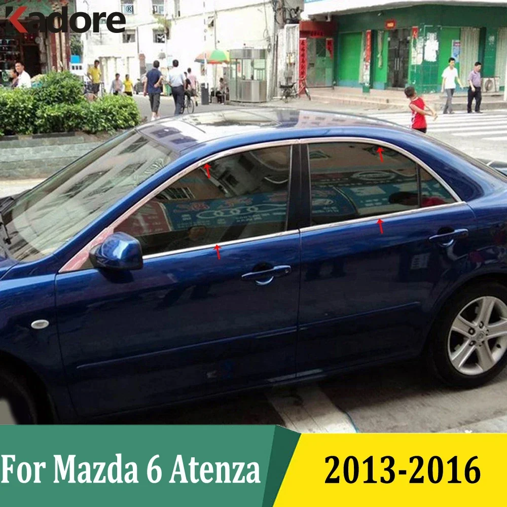 

For Mazda 6 M6 Atenza 2013 2014 2015 2016 Full Window Moulding Cover Trim Strip Car Styling Exterior Accessories Stainless Steel