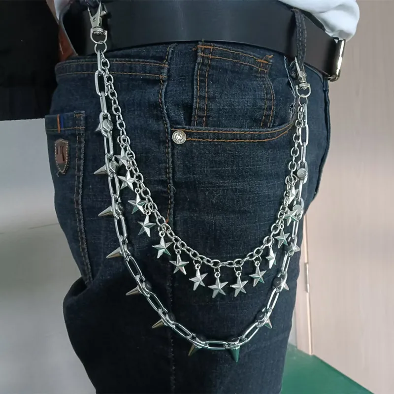 Punk Steet Keychains Chain Women Men Star Rivets Accessories Choice Rock Goth Pants Waist Belt Chain On Jeans Jewerly