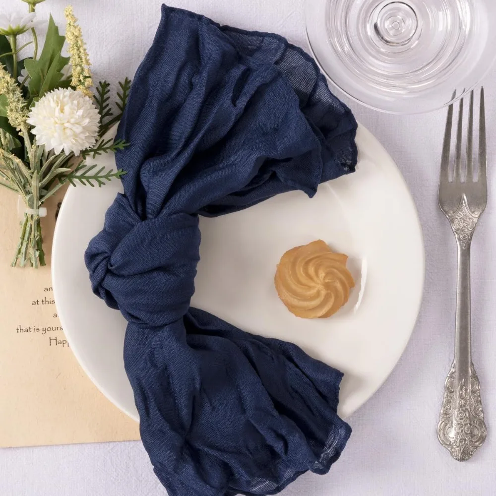 Party Supply Table Decoration Gauze Napkin Soft Thin Cotton Napkin Solid Color Vintage Placemats Banquet