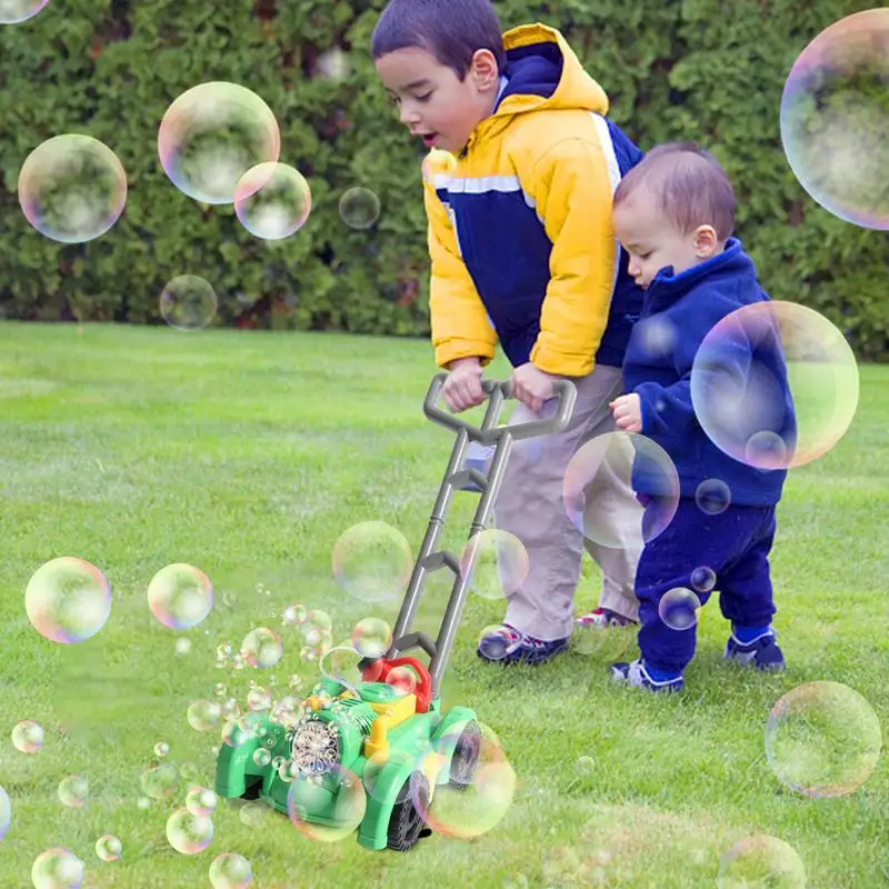 Máquina de burbujas automática para niños, cortacésped de verano, fabricante de burbujas al aire libre, juguetes con luz y sonido, andador de actividades para bebés, juguete para niños