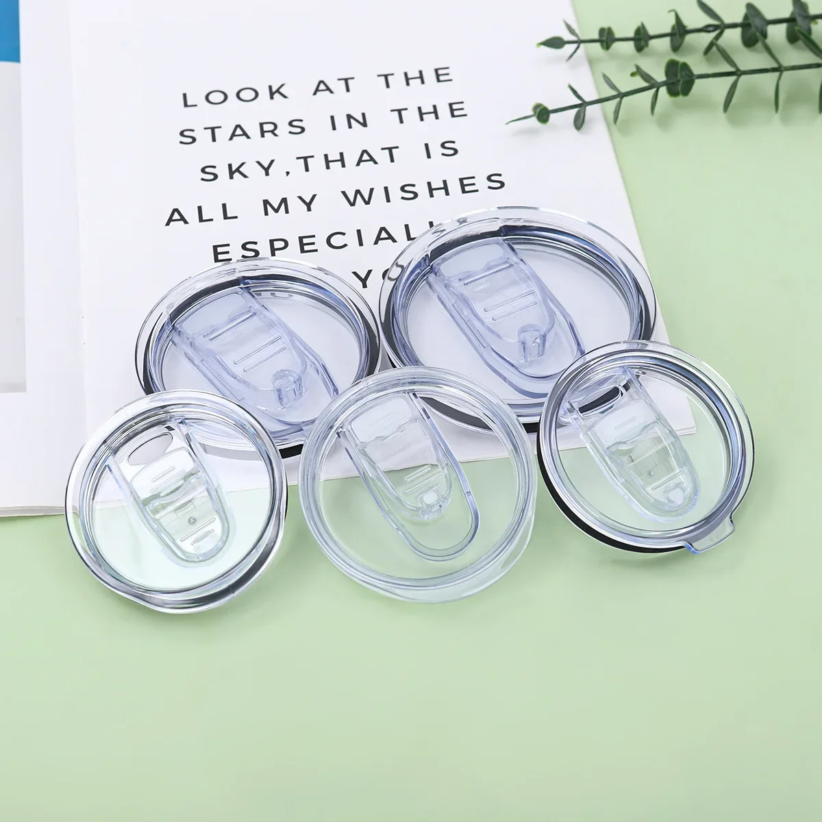 12oz 16oz 20oz 30oz Durable Slim Straight Cup Push Lid Sealed Leak-proof Transparent Slide Lid Simple Car Cup Lid Tapa De Taza