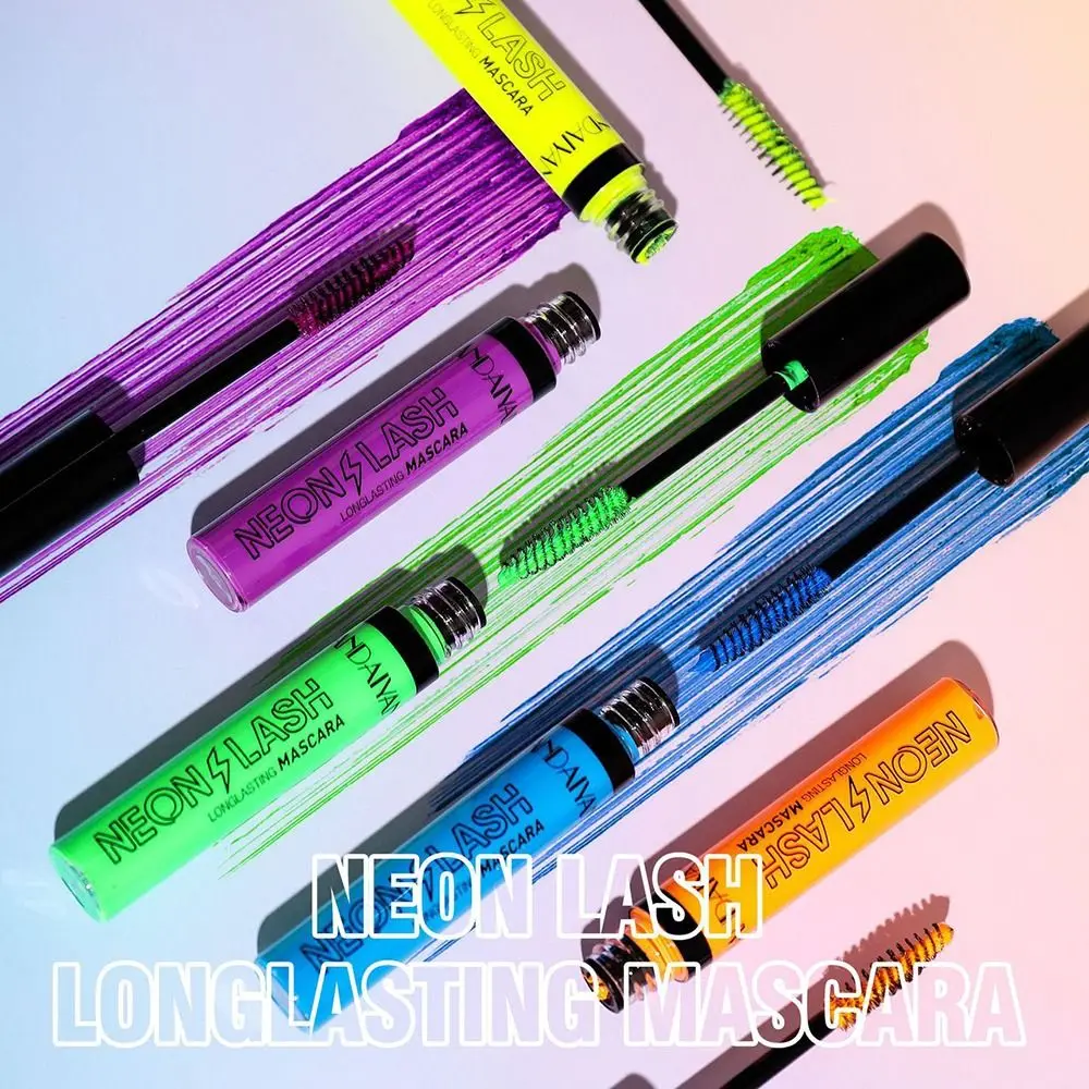 6 Colors UV Light Colored Mascara Curling Thick Ultra-fine Fluorescence Mascara Non-smudge Fast Dry Colorful Neon Eyelashes