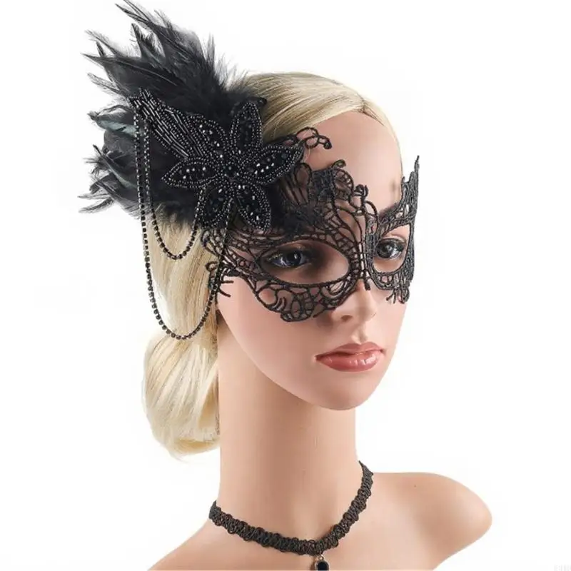 Vintage Design Lace Mask Embellishment Halloween Dance Dance F3MD